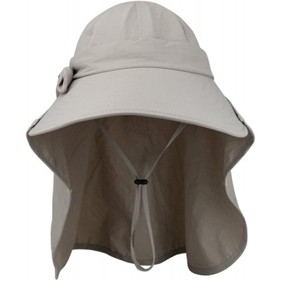 Sun Hats Women's UPF+50 Sun Visor Detachable Flap Hat Foldable Wide Brimmed UV Protection Face Mask Hat - Khaki - C412FMZH1N3...