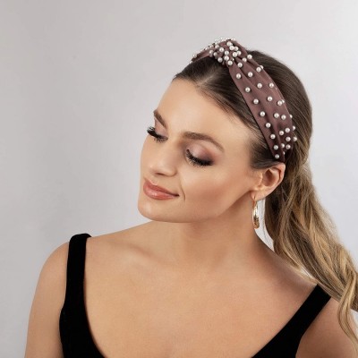 Headbands Ladies Taupe Satin With Pearls Top-knot Headband (Satin Taupe) - Satin Taupe - CV18SEZU5K2 $9.43