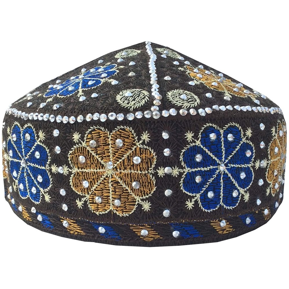 Skullies & Beanies Eid Special Kufi Hand Made Stone Cap Men's Koofi Pakistani Topi - Mc-37 - CJ18C0O3G69 $14.76