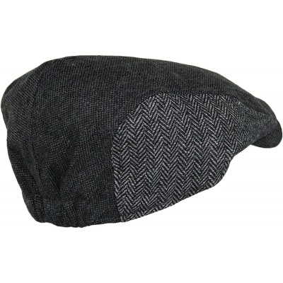 Newsboy Caps Men's Herringbone Wool Tweed Newsboy IVY Cabbie Driving Hat - Twotone-dk.grey - CP11VVI3473 $10.63