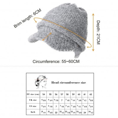 Skullies & Beanies Wool Knitted Visor Beanie Winter Hat for Women Newsboy Cap Warm Soft Lined - 99733_grey - C218KIMMUGL $10.09