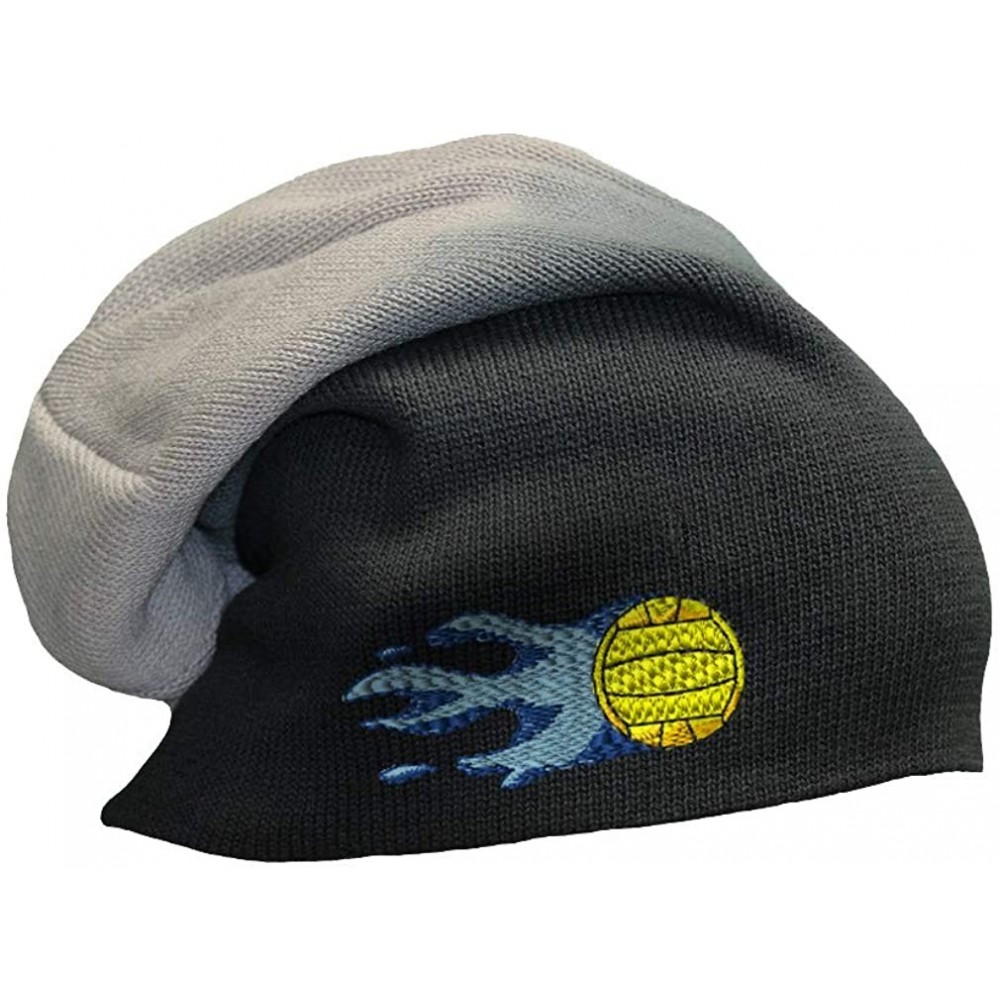 Skullies & Beanies Custom Slouchy Beanie Water Polo Sports C Embroidery Acrylic - Black Grey - CF18A58NGZZ $16.11