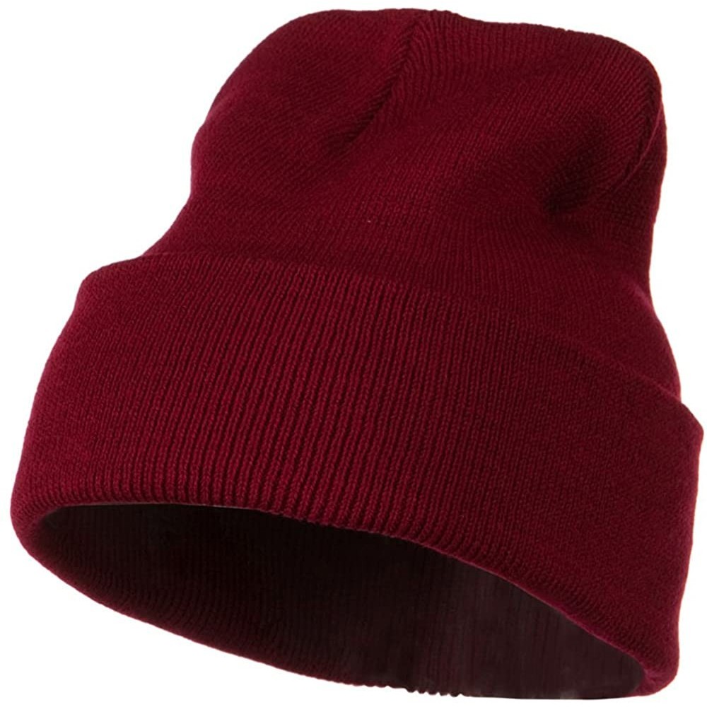 Skullies & Beanies 12 Inch Long Knitted Beanie - Maroon - CM110PMZ4CJ $11.12