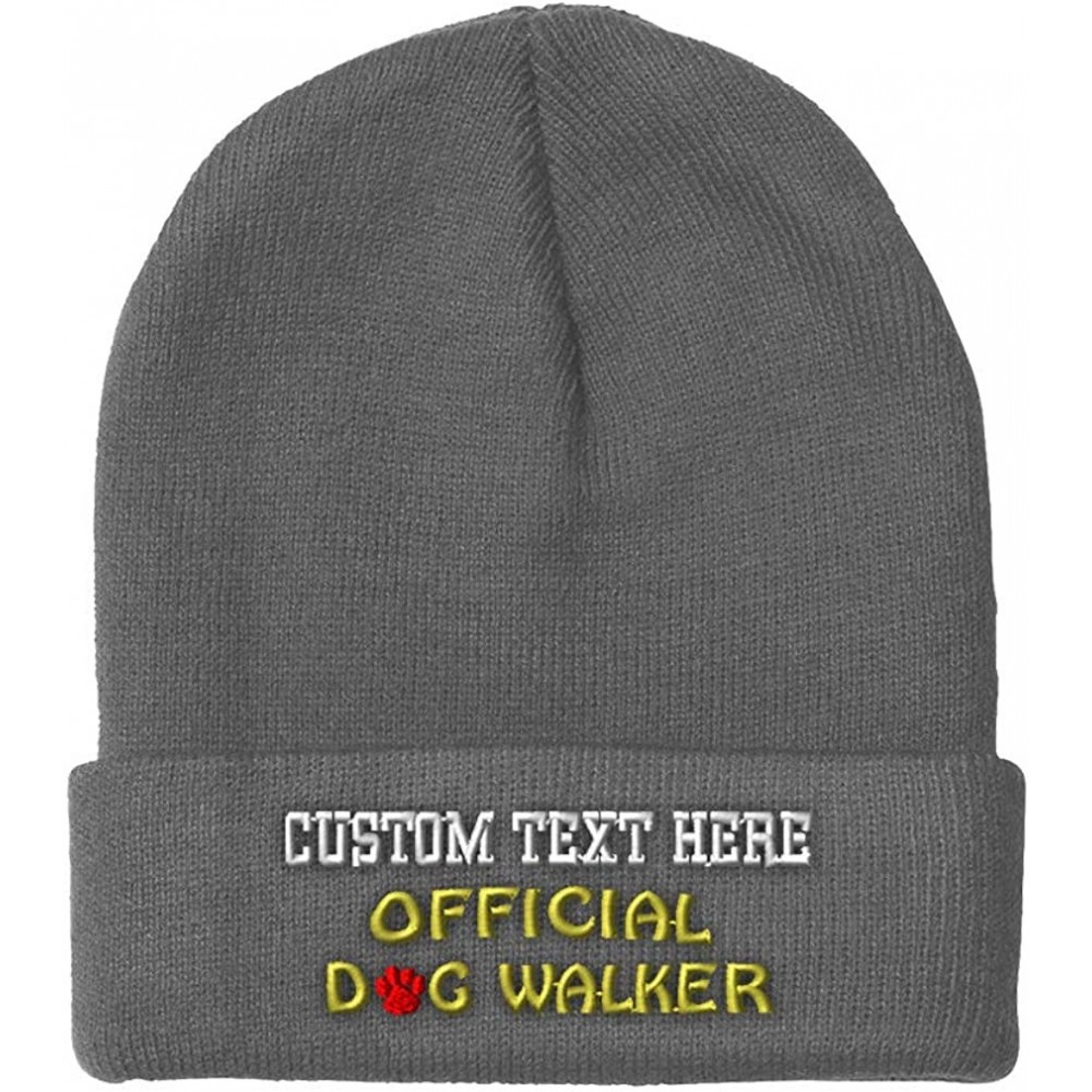 Skullies & Beanies Custom Beanie for Men & Women Official Dog Walker Embroidery Skull Cap Hat - Light Grey - CE18ZWNO09E $15.87