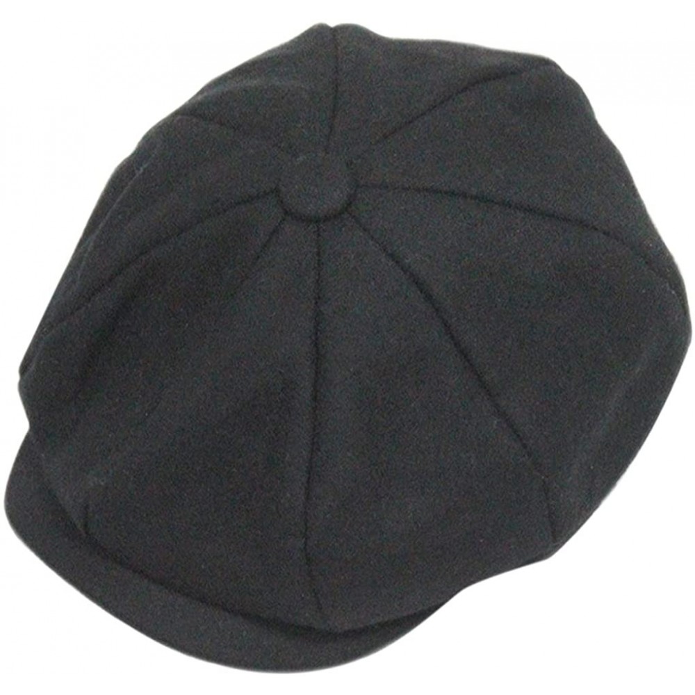 Newsboy Caps Unisex Winter Warm Baker Boy Newsboy Flat Cap Cheviot Tweed Beret Ivy Cabbie Cap Hat - Black - CL128JLJ0PT $10.72