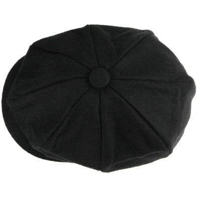 Newsboy Caps Unisex Winter Warm Baker Boy Newsboy Flat Cap Cheviot Tweed Beret Ivy Cabbie Cap Hat - Black - CL128JLJ0PT $10.72