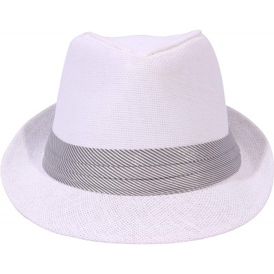 Fedoras Unisex Vintage Fedora Hat Classic Timeless Light Weight - 2125 - White - CY18A0OGT8I $18.25