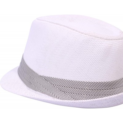 Fedoras Unisex Vintage Fedora Hat Classic Timeless Light Weight - 2125 - White - CY18A0OGT8I $18.25