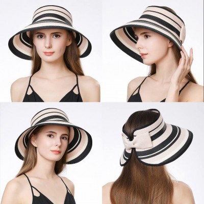 Sun Hats Womens Packable Ponytail Straw Fedora Sun Cloche Hat Summer Beach Panama 56-59cm - Pink_99055 - C618E47QKDY $16.16