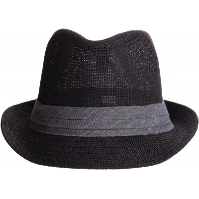 Fedoras Vintage Unisex Fedora Hat Classic Timeless Light Weight - 2126 - Black - C7185XKCZ9C $11.53