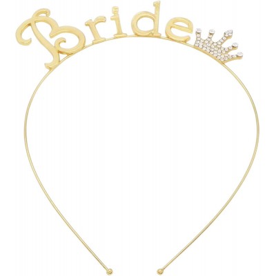 Headbands Women's Bachelorette Party Tiara Headband Bride to Be - Gold Tone - CQ12J27EUEP $19.05