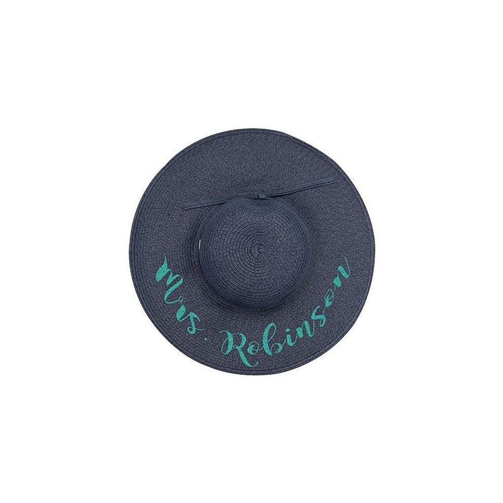 Sun Hats Personalized Mrs. Floppy Sun Hats - Navy - C918GGCYRUU $30.57