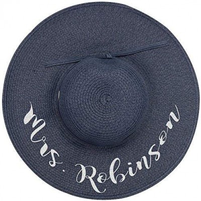 Sun Hats Personalized Mrs. Floppy Sun Hats - Navy - C918GGCYRUU $30.57