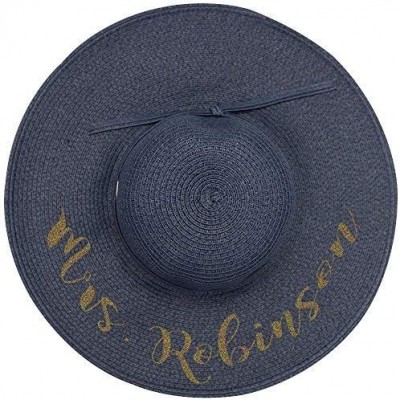 Sun Hats Personalized Mrs. Floppy Sun Hats - Navy - C918GGCYRUU $30.57