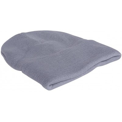 Skullies & Beanies Blank Long Cuff Beanie - Medium Grey - C5112P9TQZL $8.26