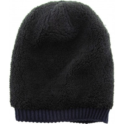 Skullies & Beanies Super Warm Slouchy Fleeced Long Beanie Warm Fur Lined Winter Knit Hat Thick Skull Cap - C318GL72S74 $10.61