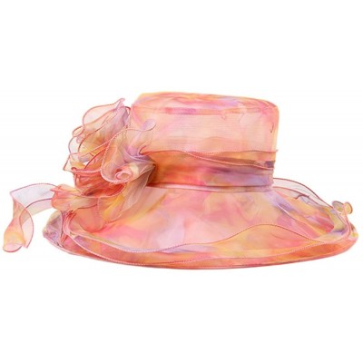 Sun Hats Women's Colorful Organza Wide Brim Tea Party Kentucky Derby Hat (Multicolored2) - CY12G0XDKP9 $13.94