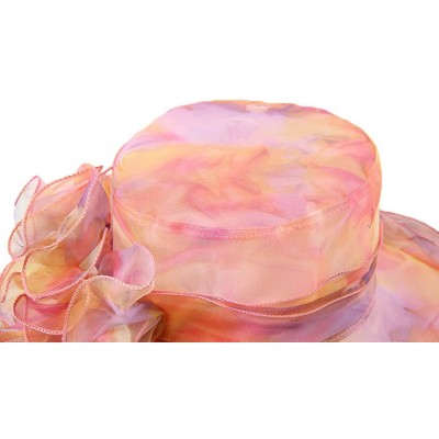 Sun Hats Women's Colorful Organza Wide Brim Tea Party Kentucky Derby Hat (Multicolored2) - CY12G0XDKP9 $13.94