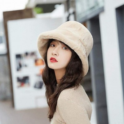 Bucket Hats Ladies Winter Bucket Hat Cute and Warm Caps Hunting Fishing Top Women Fisherman Hat - White - CO18YGQ7WLS $13.87