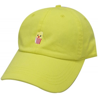 Baseball Caps Cute Popcorn Cotton Baseball Dad Cap - Lemon - CC1832ZUKDC $14.07