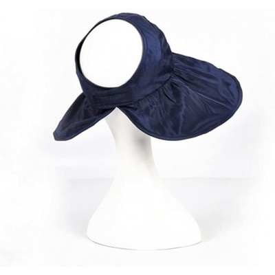 Sun Hats Womens Foldable Anti UV Sun Hat Cap Big Brim Floppy Travel Beach Bucket Hat UPF50+ - Navy - CN11ZPG69YR $15.19