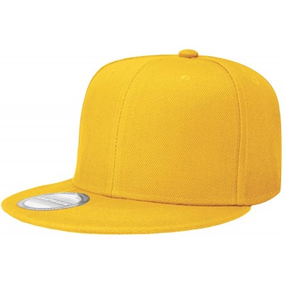 Baseball Caps Wholesale 12 Pack Snapback Hat Cap Hip Hop Style Flat Bill Blank Solid Color Adjustable Size - 12-pack Gold - C...