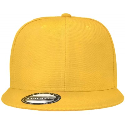 Baseball Caps Wholesale 12 Pack Snapback Hat Cap Hip Hop Style Flat Bill Blank Solid Color Adjustable Size - 12-pack Gold - C...