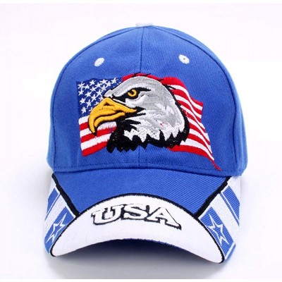 Baseball Caps American Flag USA Eagle Baseball Hat Cap for Women Men Adjustable 3D Embroidered - Blue - CY18RC8QK08 $9.97