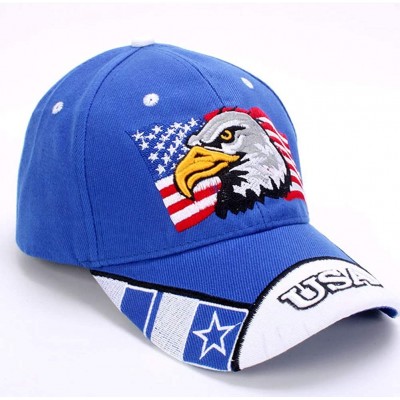 Baseball Caps American Flag USA Eagle Baseball Hat Cap for Women Men Adjustable 3D Embroidered - Blue - CY18RC8QK08 $9.97