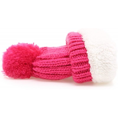 Skullies & Beanies Women's Oversized Chunky Soft Warm Rib Knit Pom Pom Beanie Hat with Sherpa Lined - Hot Pink - CQ18IGSOGR4 ...