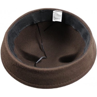 Fedoras Women's Candy Color Wool Rool Up Bowler Derby Cap Cat Ear Hat - Coffee - C312O2RC190 $8.87