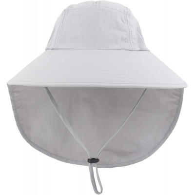 Sun Hats Kids Girls Boys Sun Hat Wide Brim UPF50+ Mesh Hats with Neck Flap - Light Grey - CN194TGI69S $11.56