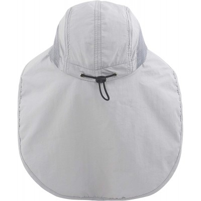 Sun Hats Kids Girls Boys Sun Hat Wide Brim UPF50+ Mesh Hats with Neck Flap - Light Grey - CN194TGI69S $11.56