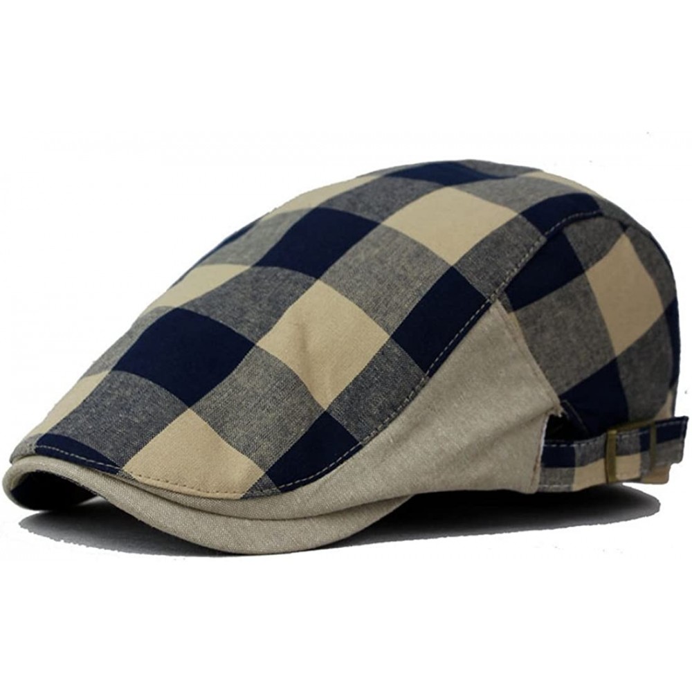 Newsboy Caps Unisex Cotton Linen Cabbie Gatsby Hat Golf Ivy Newsboy Driving Cap - Navy - CF12LCZRK5B $11.51