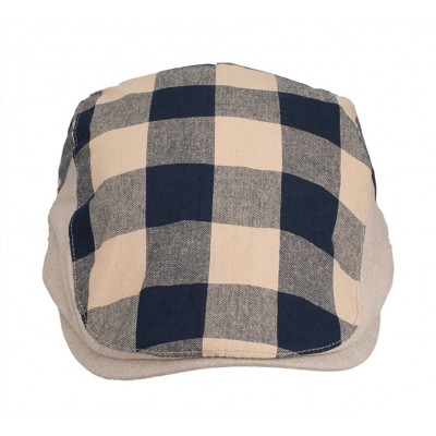 Newsboy Caps Unisex Cotton Linen Cabbie Gatsby Hat Golf Ivy Newsboy Driving Cap - Navy - CF12LCZRK5B $11.51