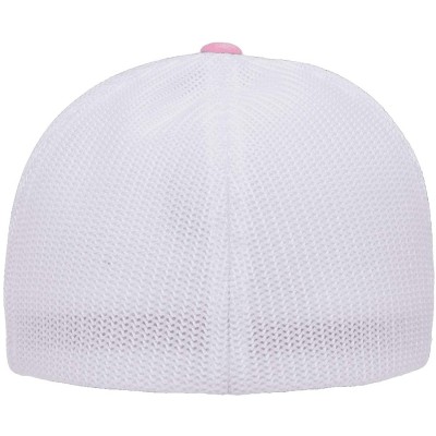 Baseball Caps The Original Flexfit Yupoong Mesh Trucker Hat Cap & 2-Tone - Pink/White - C811LP4RHMB $16.68