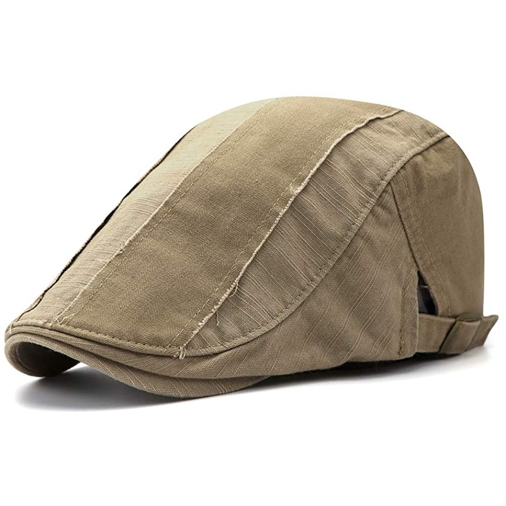 Newsboy Caps Mens Cotton Distressed Cap Cabbie Hat Gatsby Ivy Cap Hunting Hat Newsboy Irish Flat - Beige - C718KARSY4S $13.89