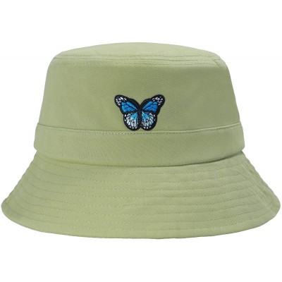 Bucket Hats Unisex Fashion Embroidered Bucket Hat Summer Fisherman Cap for Men Women - Butterfly Green - CL1998UN46K $21.08