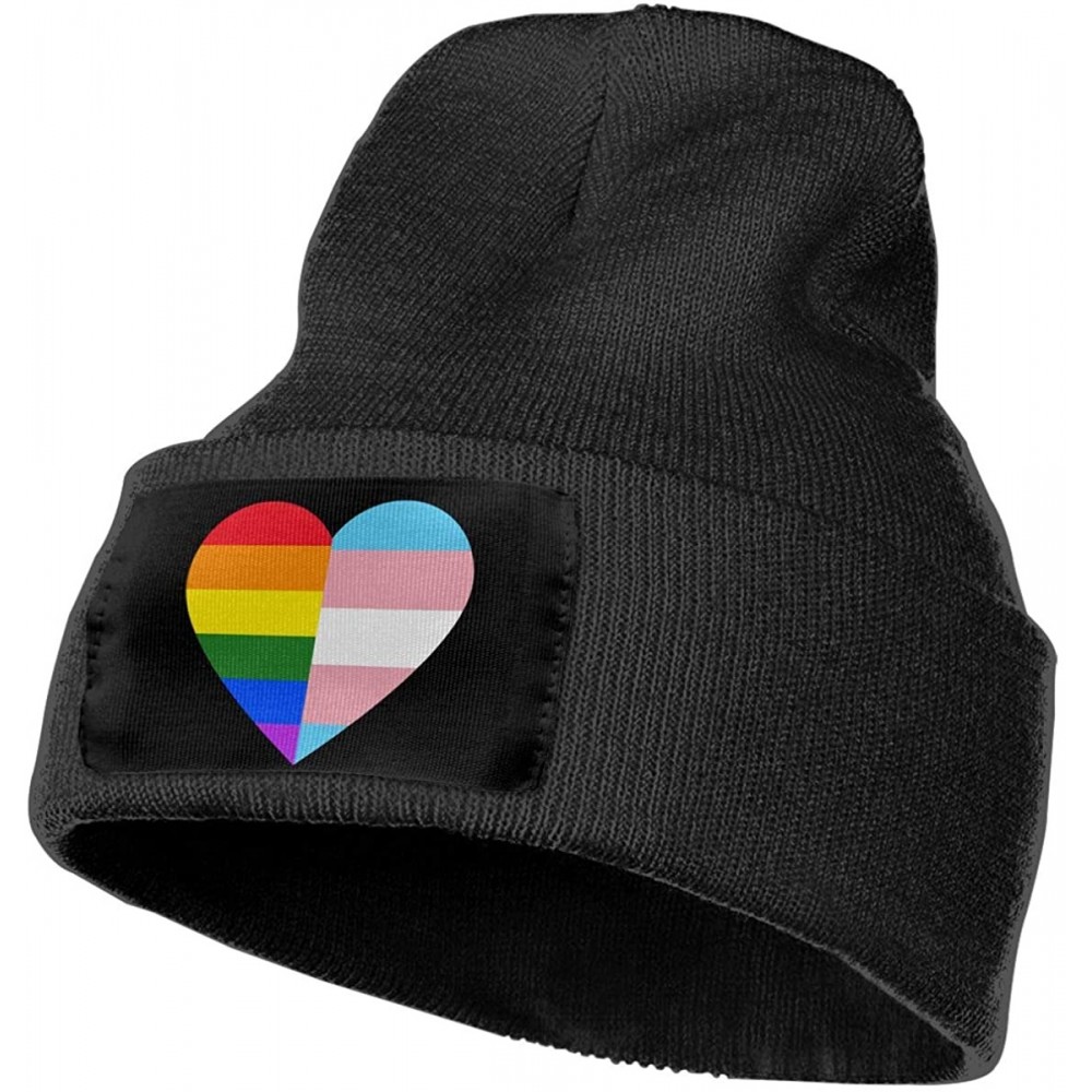 Skullies & Beanies Unisex LGBT Rainbow and Transgender Pride Flag Heart Outdoor Fashion Knit Beanies Hat Soft Winter Skull Ca...