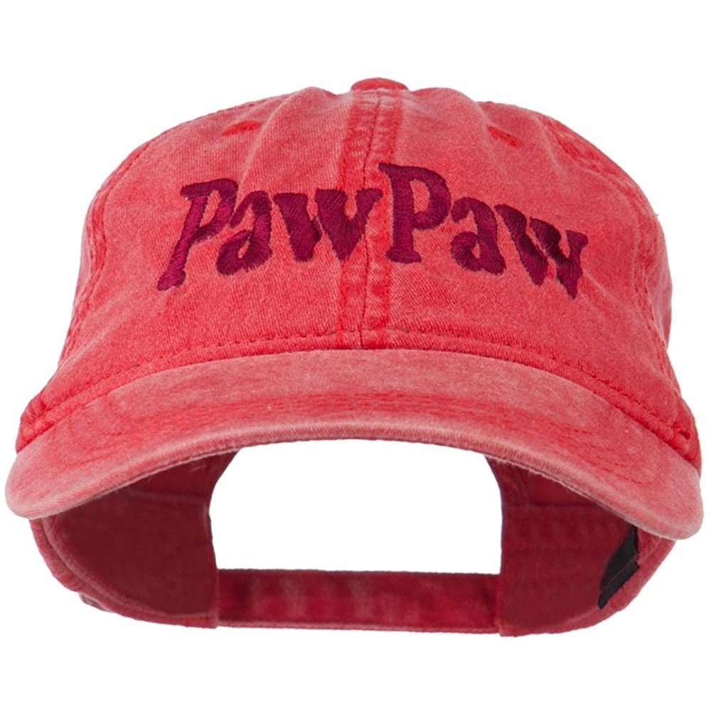 Baseball Caps Wording of Pawpaw Embroidered Washed Cap - Red - CO11KNJDSBD $26.11