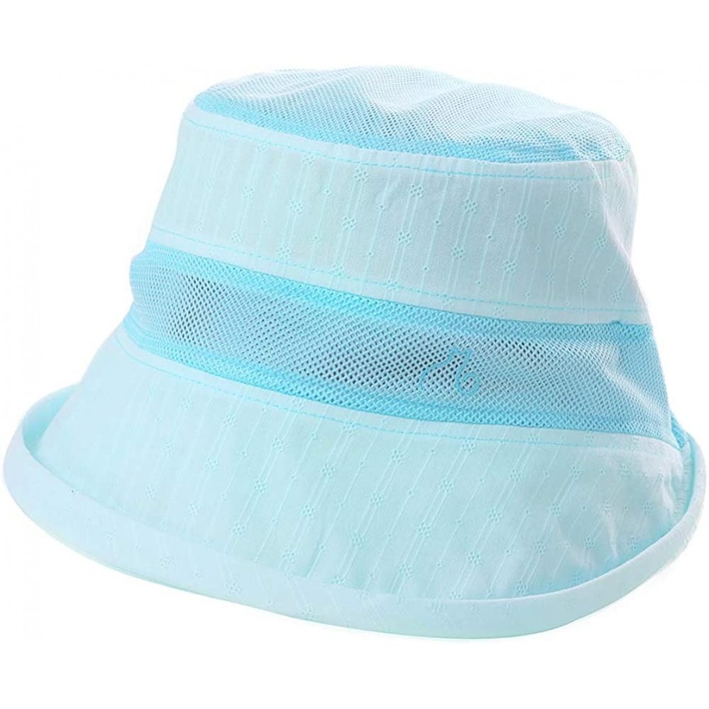 Bucket Hats Fishing Bucket Hat for Men Women Foldable UPF50+ Chin Strap - 99749_light Blue - CK18RAYDHRS $9.36