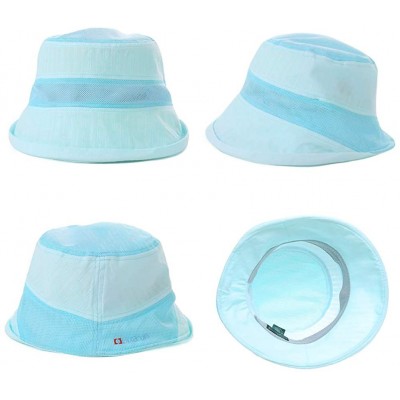 Bucket Hats Fishing Bucket Hat for Men Women Foldable UPF50+ Chin Strap - 99749_light Blue - CK18RAYDHRS $9.36