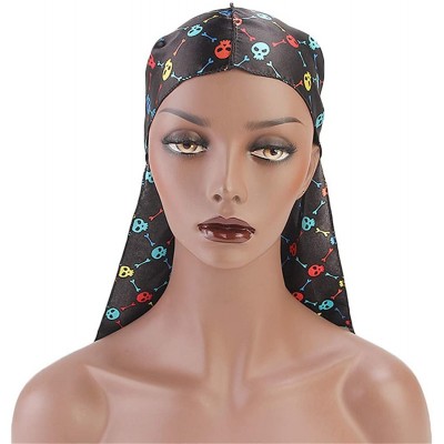 Skullies & Beanies Print Silky Durags Turban Silk Du Rag Waves Caps Headwear Do Doo Rag for Women Men - Tjm-05k-4 - CN197W3NW...