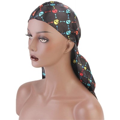 Skullies & Beanies Print Silky Durags Turban Silk Du Rag Waves Caps Headwear Do Doo Rag for Women Men - Tjm-05k-4 - CN197W3NW...