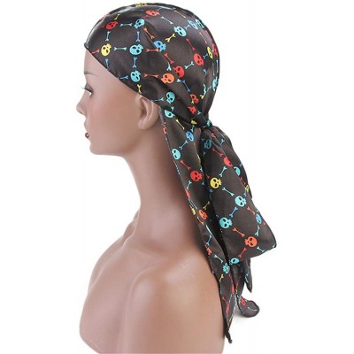 Skullies & Beanies Print Silky Durags Turban Silk Du Rag Waves Caps Headwear Do Doo Rag for Women Men - Tjm-05k-4 - CN197W3NW...