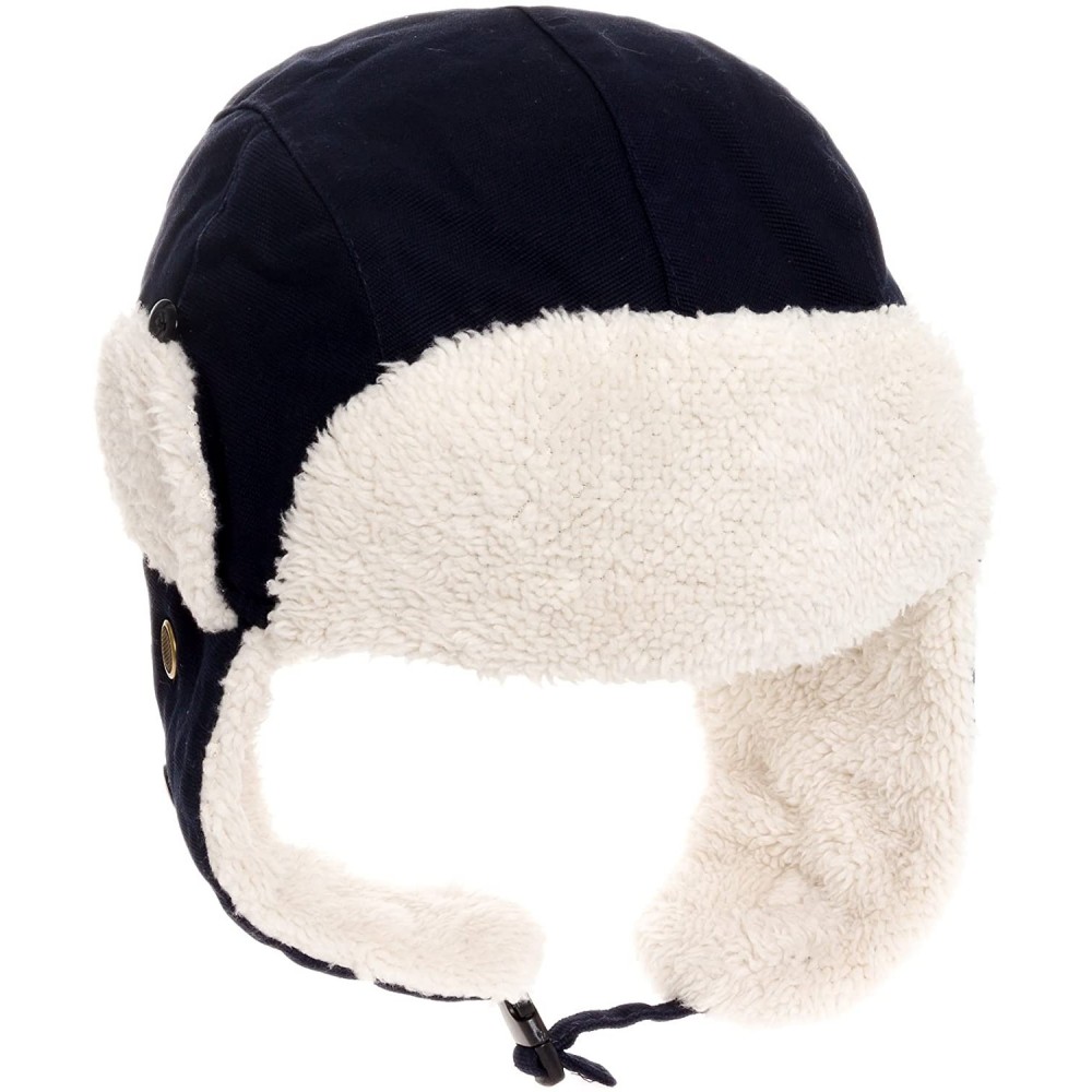 Skullies & Beanies Trooper Ear Flap Cap w/Faux Fur Lining Hat - Canvas Navy - CB128FCO5C5 $13.76