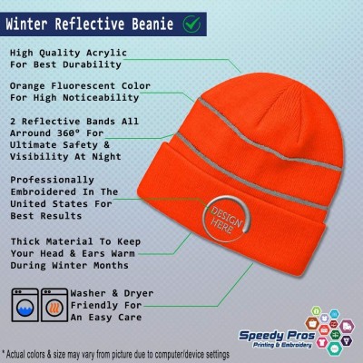 Skullies & Beanies Custom Reflective Beanie 2020 Happy New Year Embroidery Acrylic - Neon Orange - C118ZTSTWIO $19.86