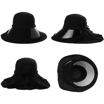 Sun Hats Womens Packable Ponytail Gardening Summer Sun Hat with Neck Flap Chin Strap - 00018black - CT18W4DNO4S $18.52