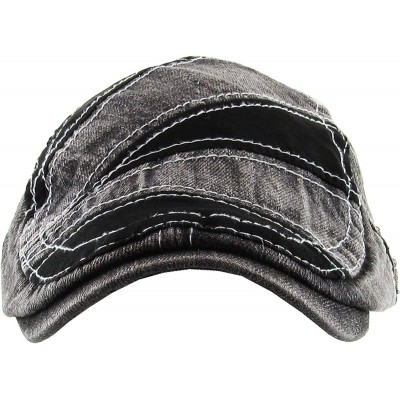 Newsboy Caps Classic Solid Cotton Denim Newsboy Ivy Gatsby Cabbie Ascot Hat Cap Adjustable - (200) Black Denim - C311OXVVBA1 ...