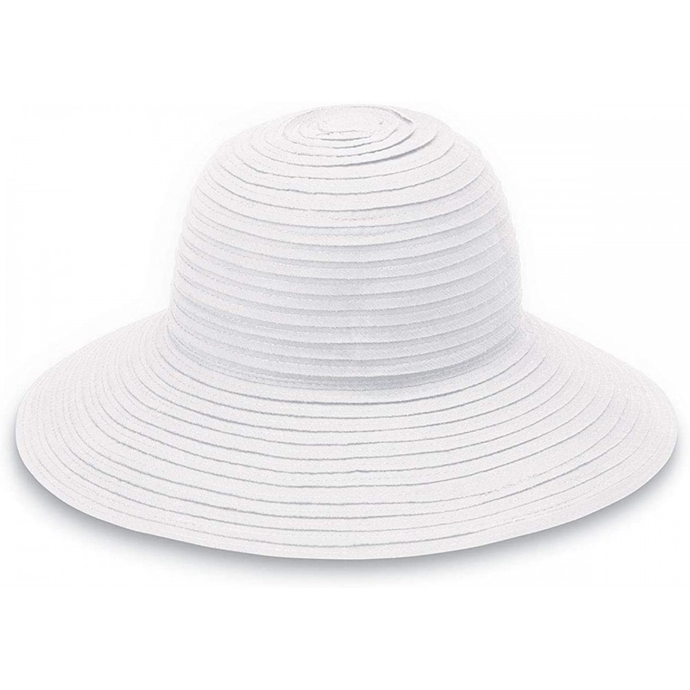 Sun Hats Women's Scrunchie Sun Hat - UPF 50+- Ultra-Light- Wide Brim- Floppy- Packable - Solid White - CX12B75DOZV $47.40